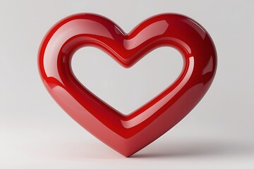 A vibrant red heart sculpture symbolizing passionate love and unwavering devotion, showcasing a glossy finish against a neutral backdrop.