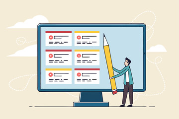 Prioritize important task, flag with priority or urgency to finish work, organize or plan work agenda, project management software or planner concept, businessman project manager prioritize tasks.