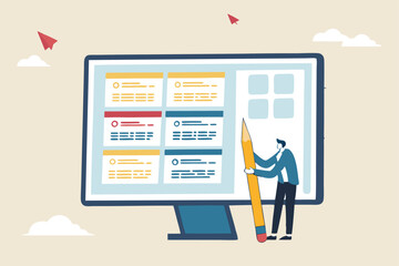 Prioritize important task, flag with priority or urgency to finish work, organize or plan work agenda, project management software or planner concept, businessman project manager prioritize tasks.