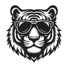 Cool Tiger with Sunglasses Vector Illustration for Branding Design