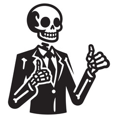Skeleton Businessman Silhouette Doing Thumbs Up Symbol Vector Design