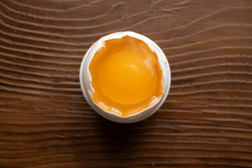 broken egg on wooden background