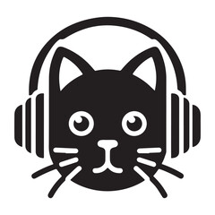 Black Cat with Headphones Vector Illustration for Music Lovers