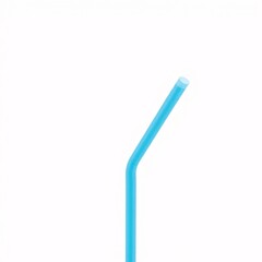 Blue plastic straw on a white background