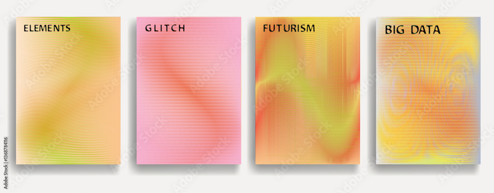 Poster glitch distorted geometric template brochures . modern art design . noise destroyed glitched flyer .