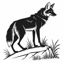 Manedwolf black silhouette icon vector