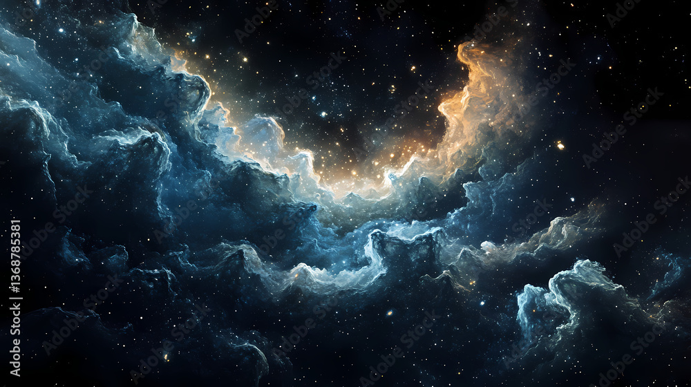 Wall mural cosmic ripples creating stellar patterns outer space digital artwork dark environment abstract viewp