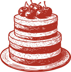 Beautiful Classic Hand Drawing Birthday Cake
