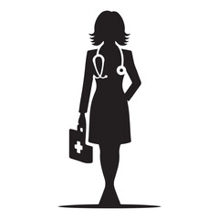 Doctor Silhouette Vector Medical Professional with First Aid Kit
