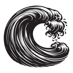 Powerful Wave Silhouette Vector Art Illustration for Ocean Lovers