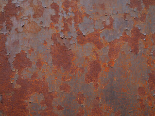 Weathered Metal Surface with Peeling Paint and Rust