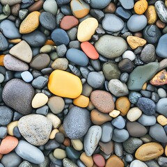 Vibrant close-up of colorful stones on the seaside photos