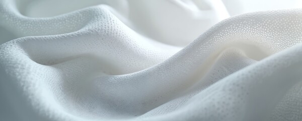 White fabric texture with delicate grid pattern. Cloth material perfect for fashion design, modern apparel, interior textile applications. Softness, transparency, flowing. Smooth textile for creative