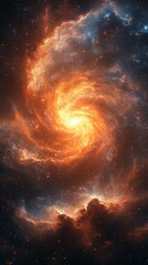 Fototapeta premium Vibrant spiral galaxy showcasing swirling colors and bright core in deep space at twilight