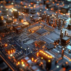 Obraz premium Detailed close-up of circuit board