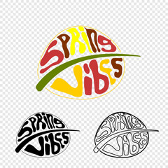 Spring Vibes Retro Groovy Typography Set