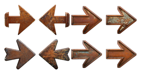 Vintage Rusty Arrows Sign Directional Cues for Creative Projects, PNG bundle collection, Isolated on Transparent Background