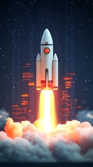 Fototapeta premium Rocket Launch with Space Startup.