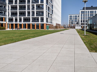 Modern business center with office buildings