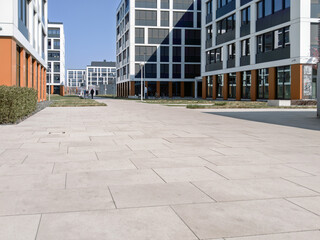 Modern business center with office buildings