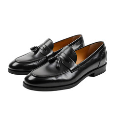 Premium Black Leather Loafers on a transparent background PNG 