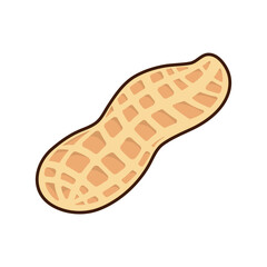 Tasty peanut isolated on white background, flat style vector illustration.