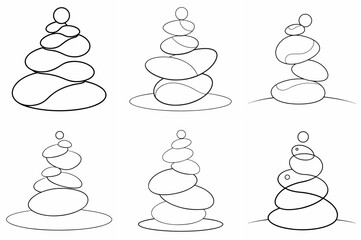 Balancing Stones Outline Coloring Page Line Art Drawing