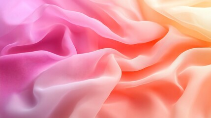 Obraz premium Smooth flowing fabric with pink and orange hues, gentle curves and folds