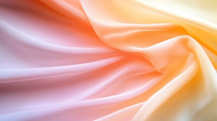 Fototapeta premium Soft flowing fabric, gradient of orange, yellow, and pink hues. Gentle folds