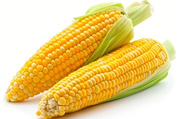 Isolated single ear of corn on white background for creative package design element
