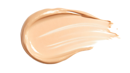 Beige Cosmetic Cream Swatch with Shimmer on Transparent Background