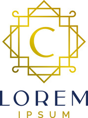 Luxury Art Deco Lines Letter C Logo Template