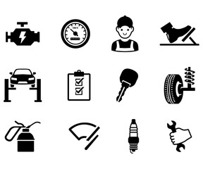 Car service repair maintenance icon set illustration