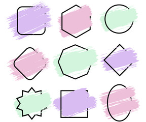 Abstract frame modern shapes brush painted stroke minimalist geometric design