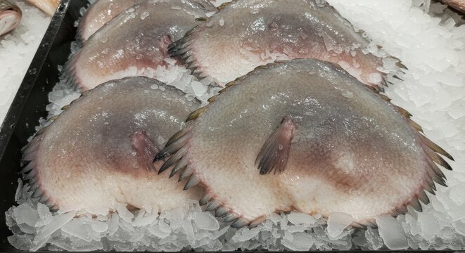 Fresh Bowfin Fish on Ice at Supermarket - Fresh, icy bowfin fish ready for sale.  Clean, healthy, market-fresh seafood.  Excellent quality, delicious