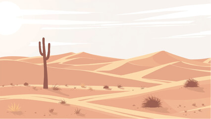 Desert landscape. Illustration of a desert landscape. Desert dunes. Vector illustration. © shazam