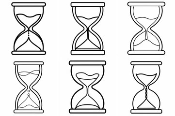 Hourglass Outline Coloring Page - Line Art Drawing Set on White Background