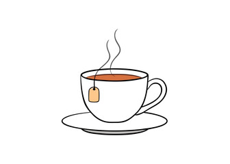 Obraz premium A hot cup of brown coffee or tea, a vector icon of a breakfast beverage, coffee, tea, cup, beverage, breakfast, drink, hot, brown, vector, icon.