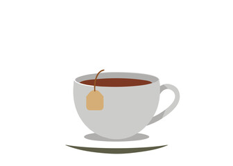 A hot cup of brown coffee or tea, a vector icon of a breakfast beverage, coffee, tea, cup, beverage, breakfast, drink, hot, brown, vector, icon.