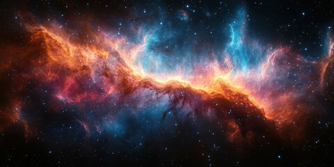 Captivating view of a colorful nebula in deep space showcasing vibrant hues and cosmic structures