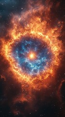 Cosmic explosion of vibrant colors in deep space showcases the beauty of a stellar nebula