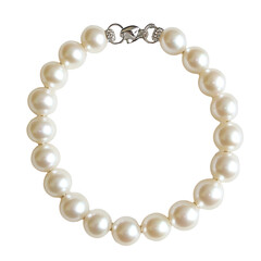 Obraz premium a stunning close-up of a lustrous pearl necklace displayed against a neutral backdrop, the pearls' elegant simplicity. The necklace features a silver clasp