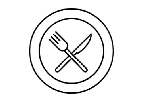 A restaurant menu design featuring a fork, spoon, and knife icon symbolizes dining and meal choices