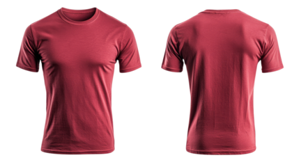 Png of Red short-sleeve t-shirt showcasing a classic design, perfect for casual wear or layering on transparent background.