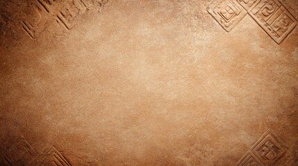 Textured tan surface with decorative corner geometric designs detail