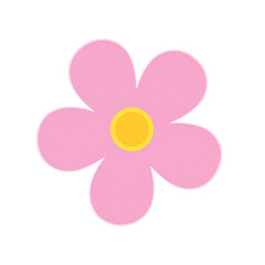 Stylized pink cherry blossom with a yellow center in a modern vector style perfect for spring designs