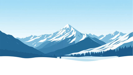 Mountains covered with snow. Mountains landscape. Snowy Mountain Range. Vector illustration.	

