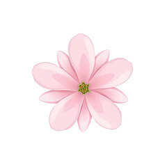 Fototapeta premium Delicate pastel pink magnolia flower illustration with curved petals on a white background Elegant and serene floral design