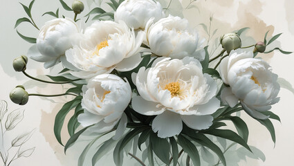 Fototapeta premium Floral Bouquet Botanical Illustration