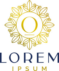 Luxury Circle Floral Decorative Letter O Logo Template
